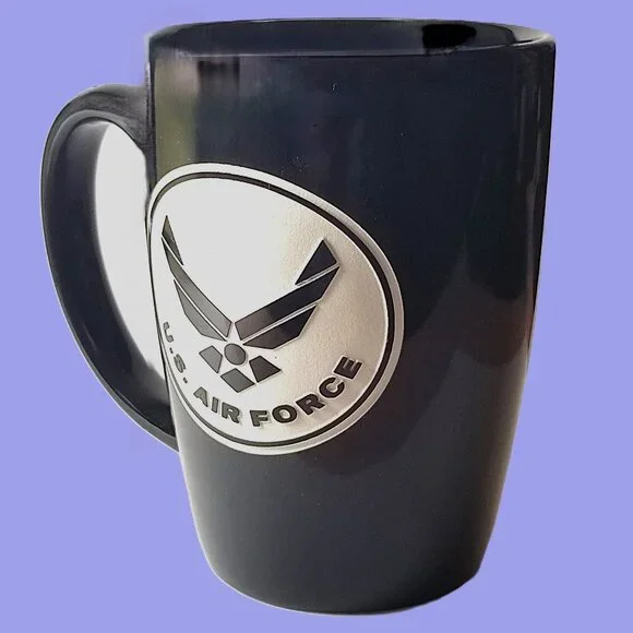 Air Force Black Coffee Mug, "A Gift of Honor " Sand-Carved Ceramic Military Mug - Picture 2 of 13